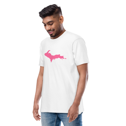 Michigan Upper Peninsula T-Shirt (w/ Pink UP Outline) | Men's Heavyweight