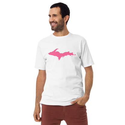 Michigan Upper Peninsula T-Shirt (w/ Pink UP Outline) | Men's Heavyweight