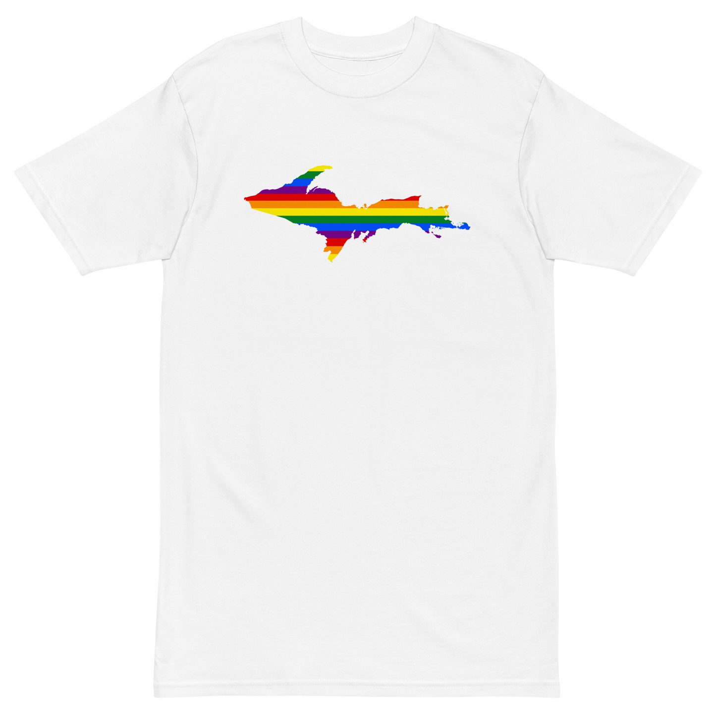 Michigan Upper Peninsula T-Shirt (w/ UP Rainbow Pride Flag) | Men's Heavyweight