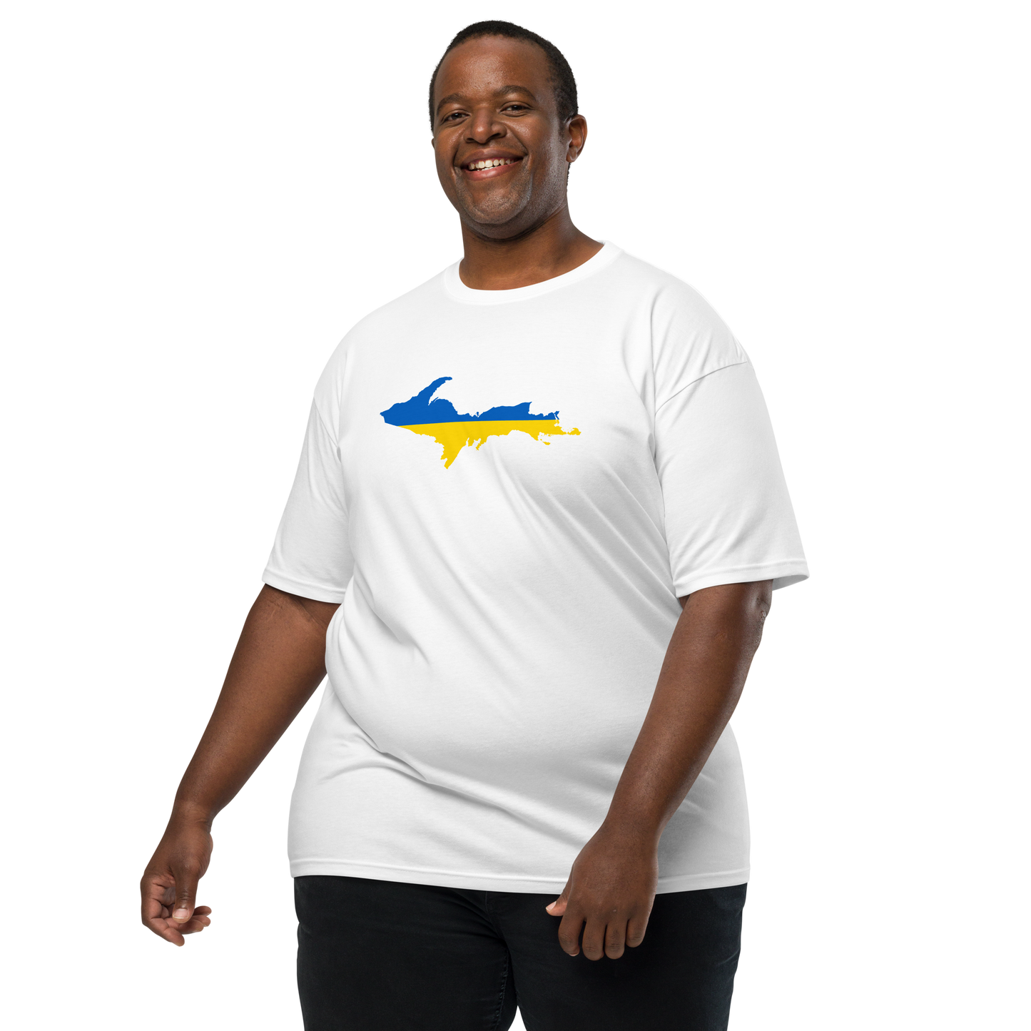 Michigan Upper Peninsula T-Shirt (w/ UP Ukraine Flag) | Men's Heavyweight