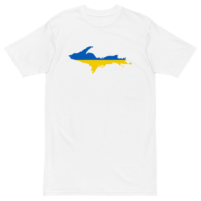 Michigan Upper Peninsula T-Shirt (w/ UP Ukraine Flag) | Men's Heavyweight