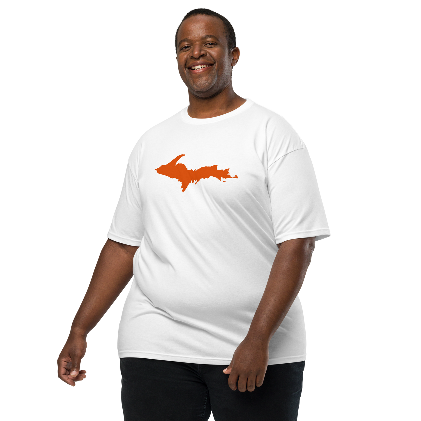 Michigan Upper Peninsula T-Shirt (w/ Orange Outline) | Men's Heavyweight