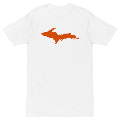 Michigan Upper Peninsula T-Shirt (w/ Orange Outline) | Men's Heavyweight