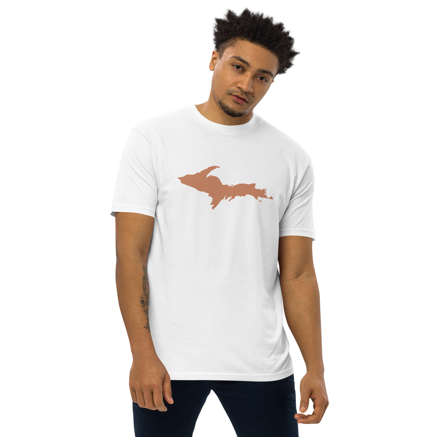 Michigan Upper Peninsula T-Shirt (w/ Copper Outline) | Men's Heavyweight