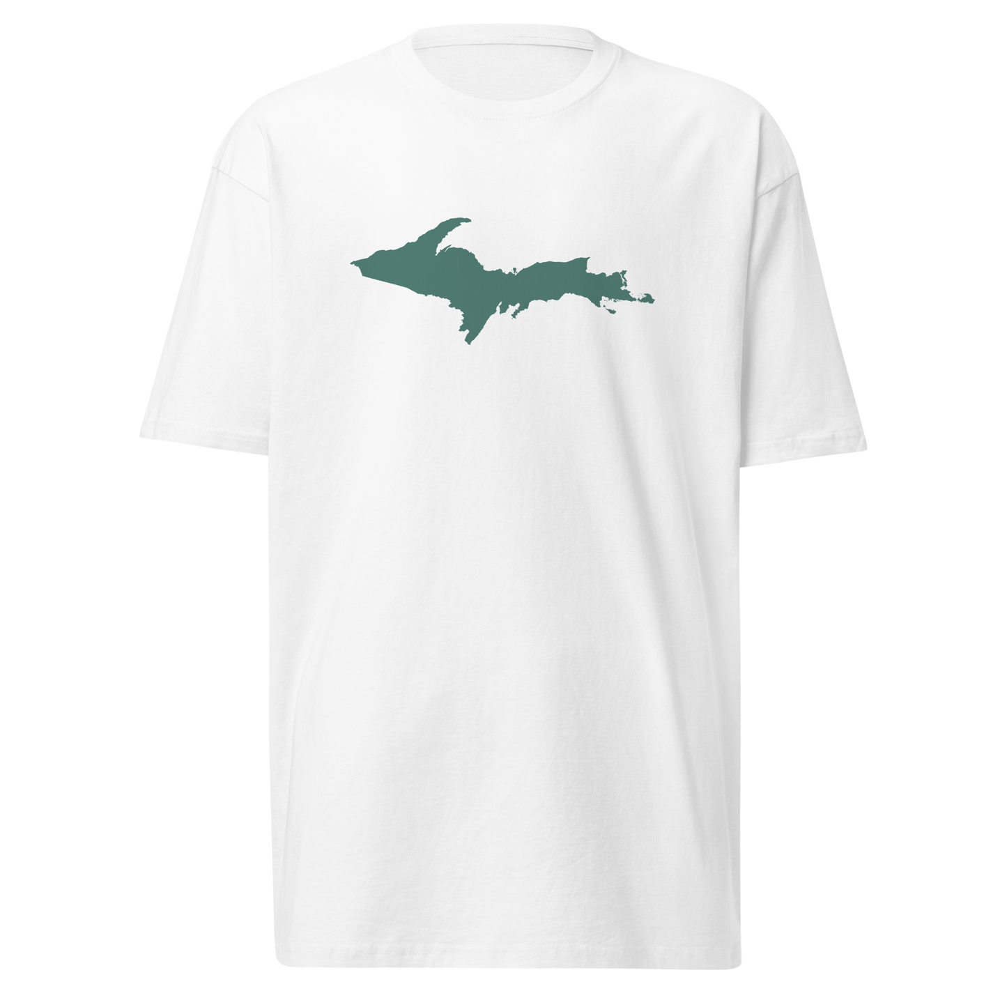 Michigan Upper Peninsula T-Shirt (w/ Copper Green UP Outline) | Men's Heavyweight