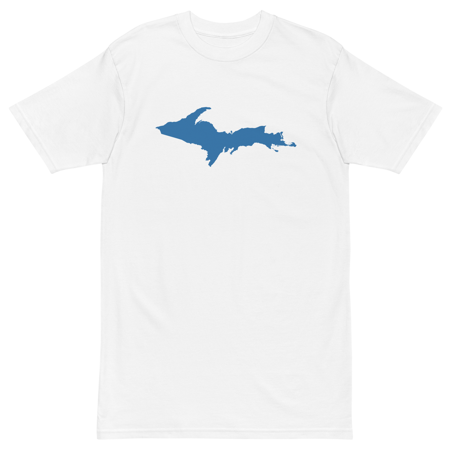 Michigan Upper Peninsula T-Shirt (w/ Blue UP Outline) | Men's Heavyweight