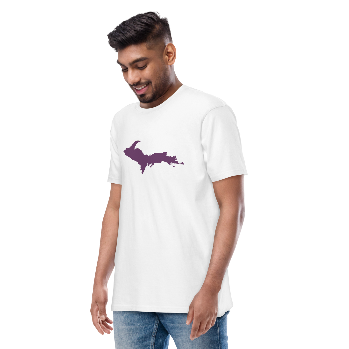 Michigan Upper Peninsula T-Shirt (w/ Plum UP Outline) | Men's Heavyweight