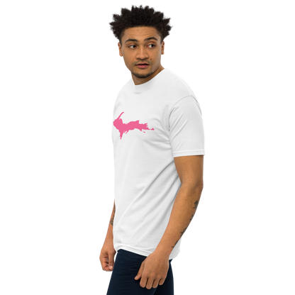 Michigan Upper Peninsula T-Shirt (w/ Pink UP Outline) | Men's Heavyweight