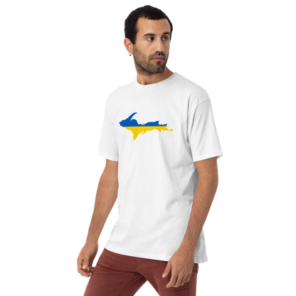 Michigan Upper Peninsula T-Shirt (w/ UP Ukraine Flag) | Men's Heavyweight