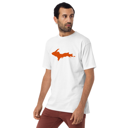 Michigan Upper Peninsula T-Shirt (w/ Orange Outline) | Men's Heavyweight