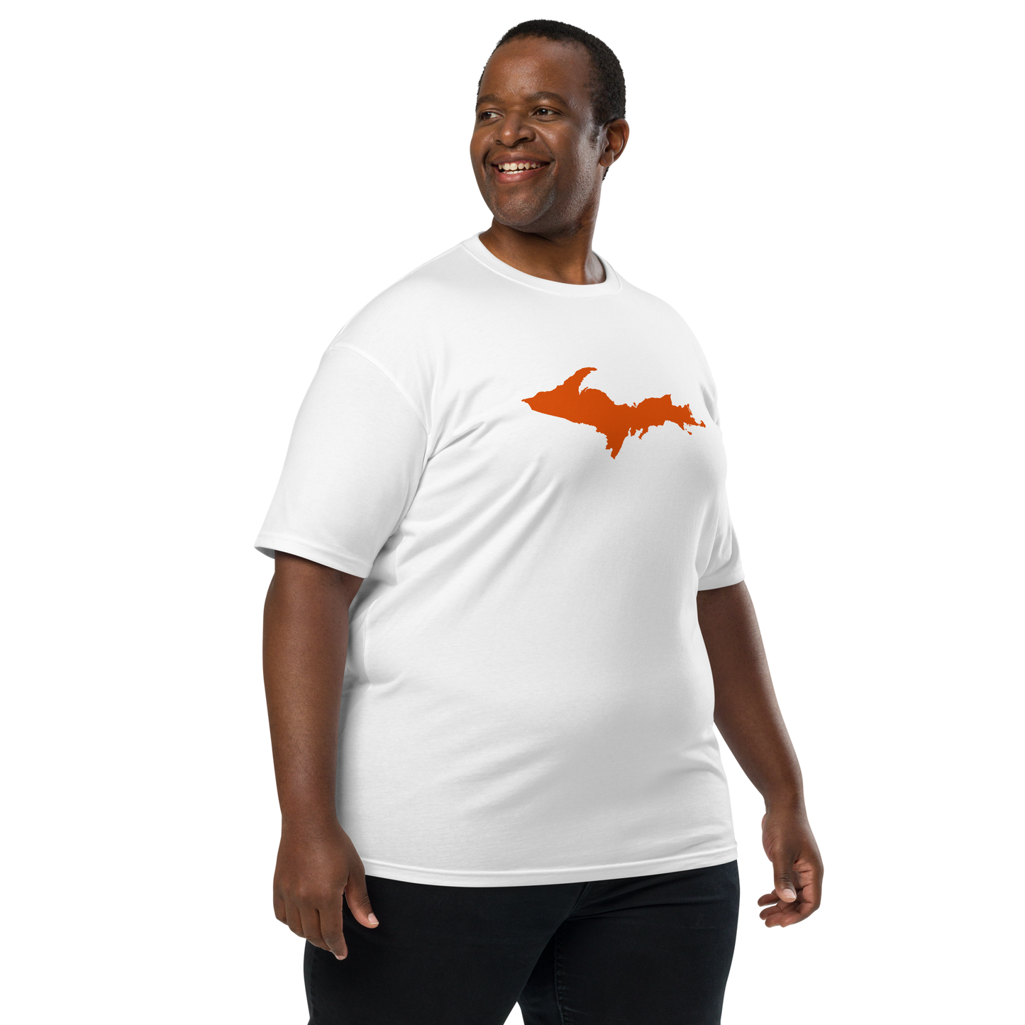 Michigan Upper Peninsula T-Shirt (w/ Orange Outline) | Men's Heavyweight