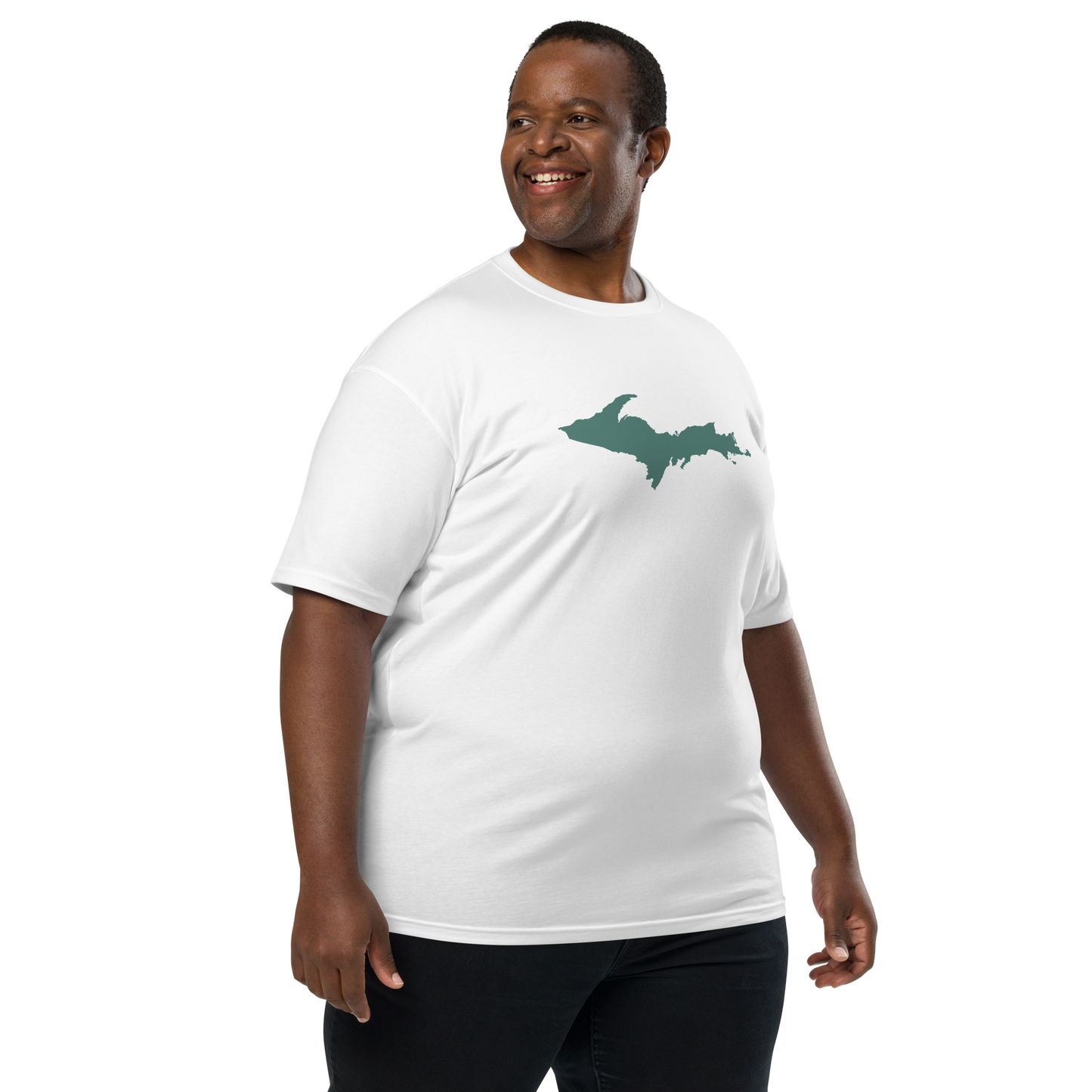 Michigan Upper Peninsula T-Shirt (w/ Copper Green UP Outline) | Men's Heavyweight