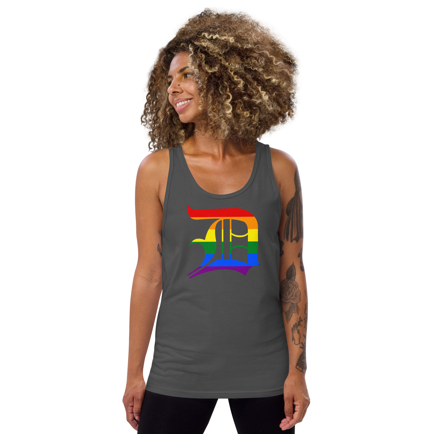 Detroit 'Old English D' Tank Top (Rainbow Pride Edition) | Unisex Jersey