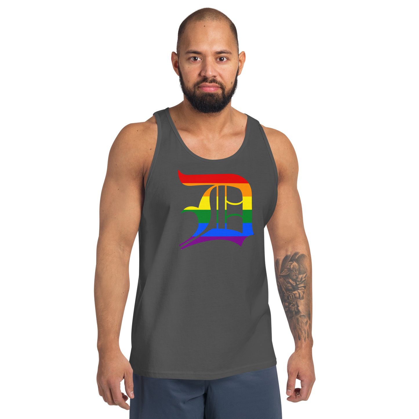 Detroit 'Old English D' Tank Top (Rainbow Pride Edition) | Unisex Jersey