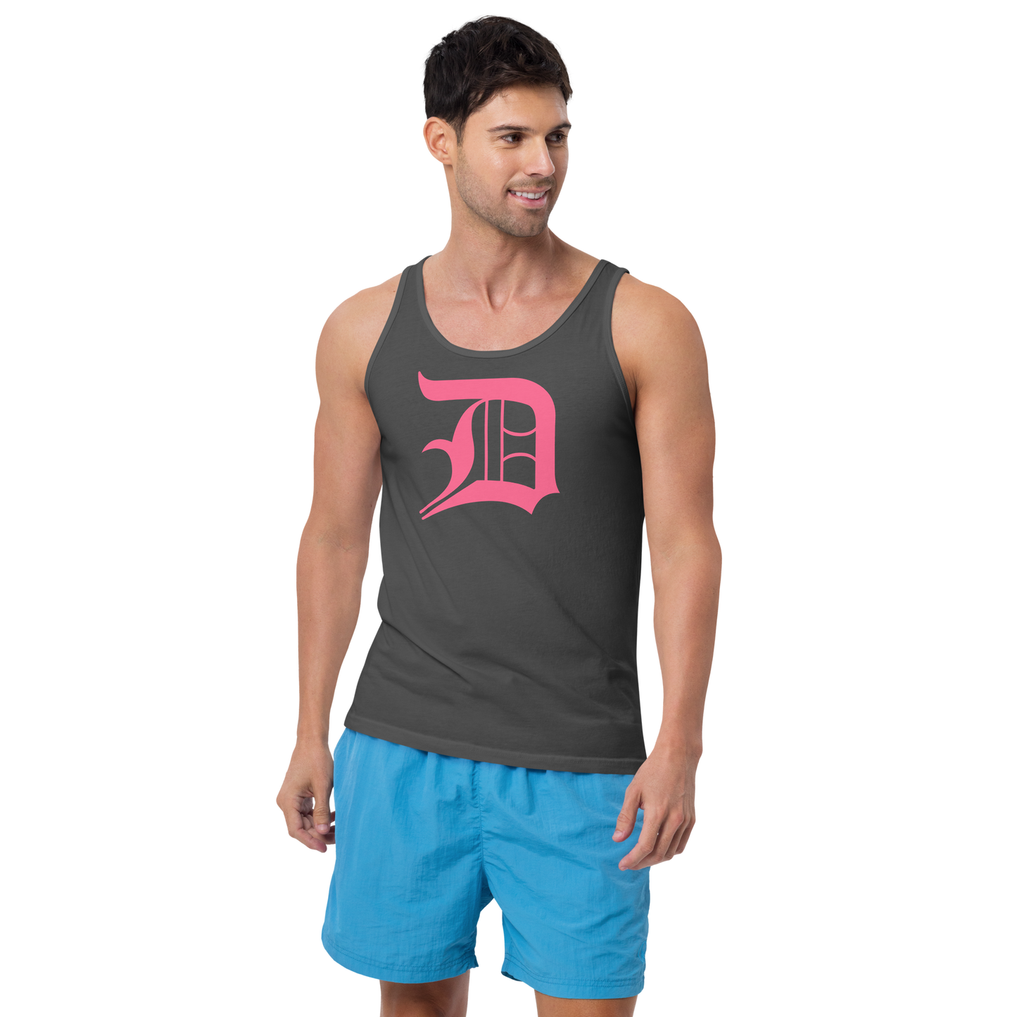 Detroit 'Old English D' Tank Top (Rhodochrosite Pink) | Unisex Jersey