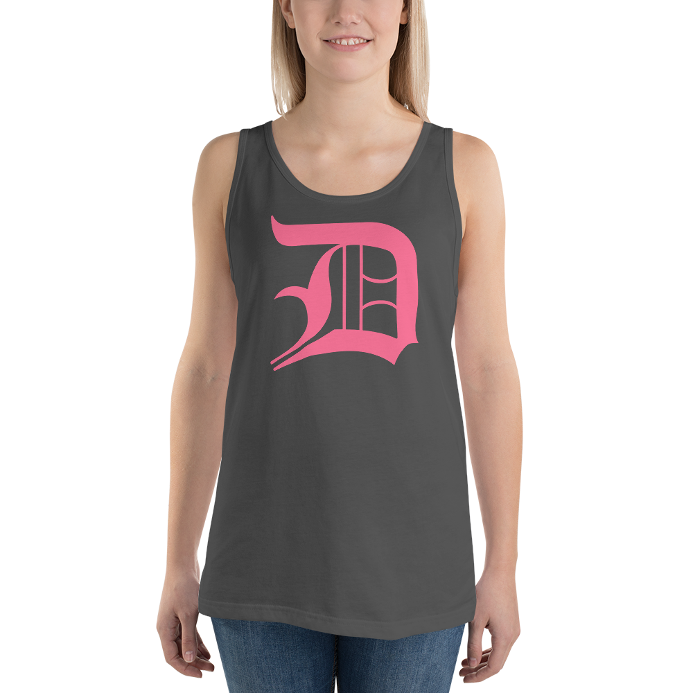 Detroit 'Old English D' Tank Top (Rhodochrosite Pink) | Unisex Jersey