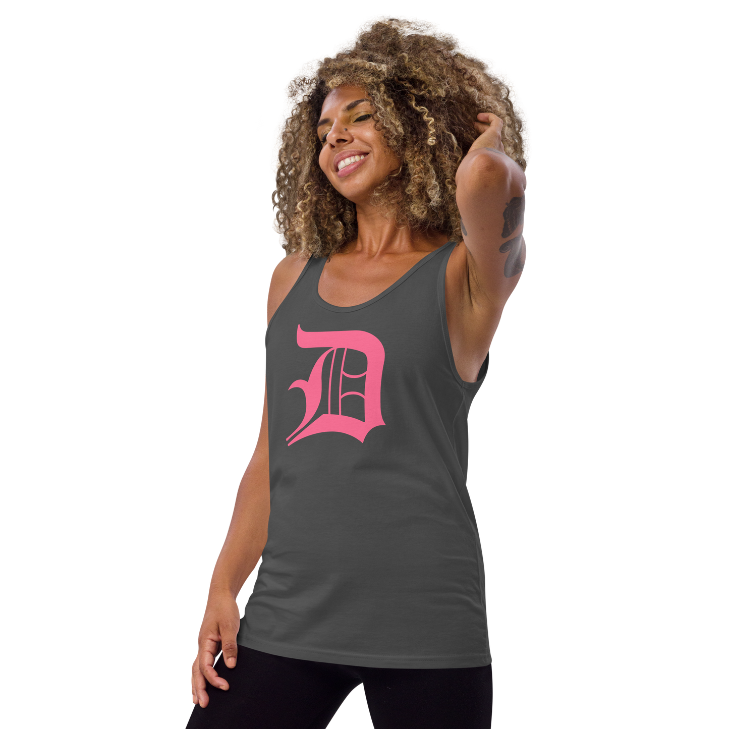 Detroit 'Old English D' Tank Top (Rhodochrosite Pink) | Unisex Jersey