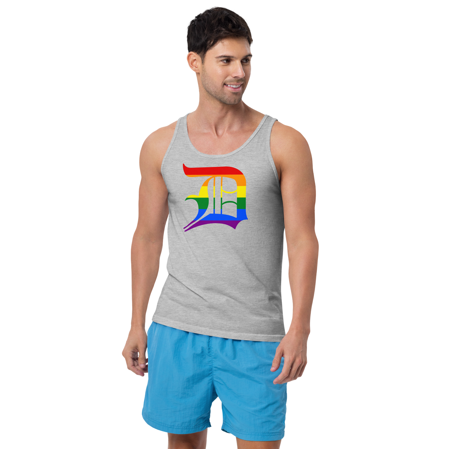 Detroit 'Old English D' Tank Top (Rainbow Pride Edition) | Unisex Jersey