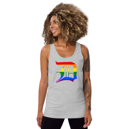 Detroit 'Old English D' Tank Top (Rainbow Pride Edition) | Unisex Jersey