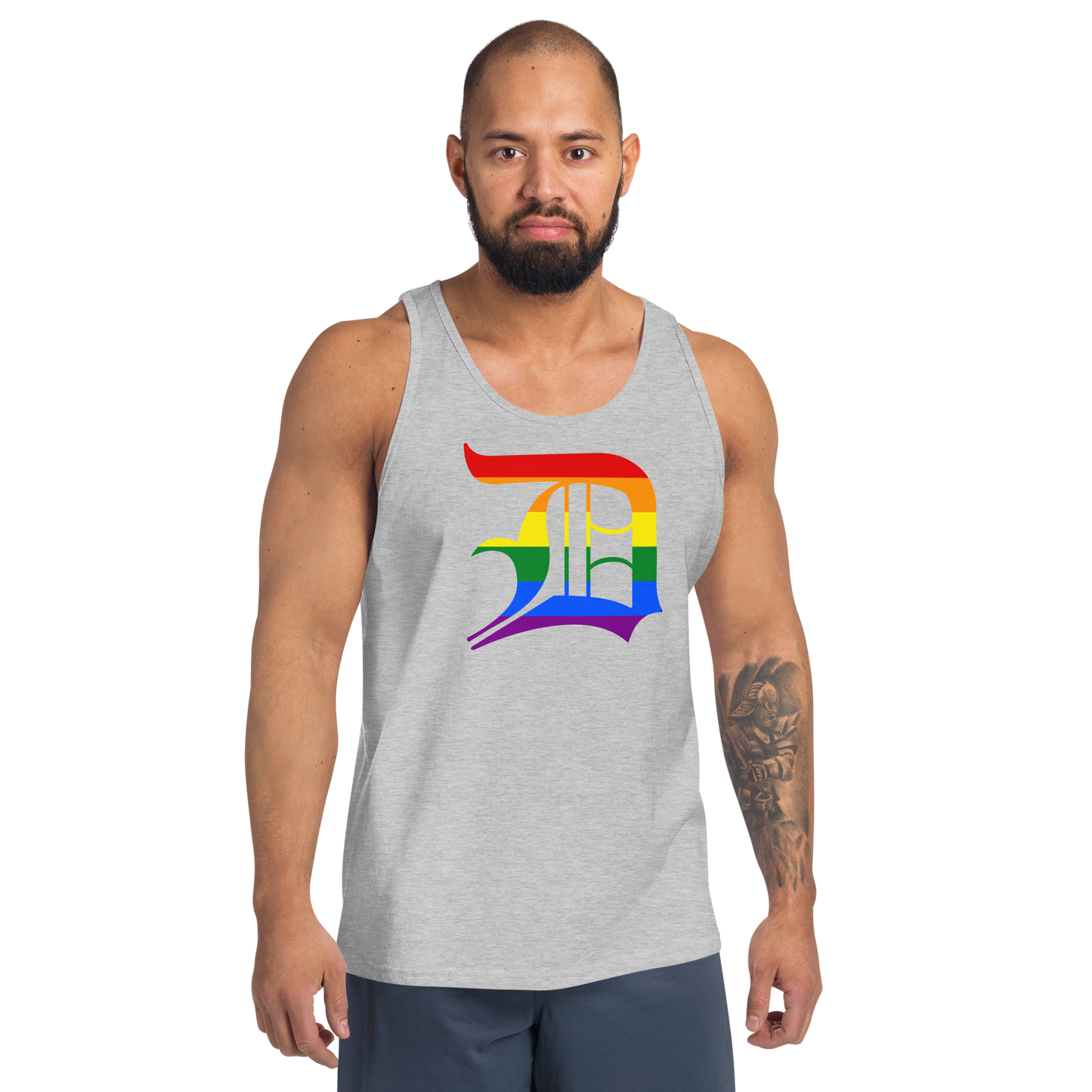 Detroit 'Old English D' Tank Top (Rainbow Pride Edition) | Unisex Jersey