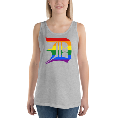 Detroit 'Old English D' Tank Top (Rainbow Pride Edition) | Unisex Jersey