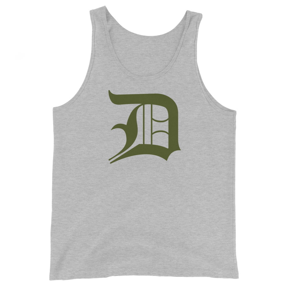 Detroit 'Old English D' Tank Top (Army Green) | Unisex Jersey