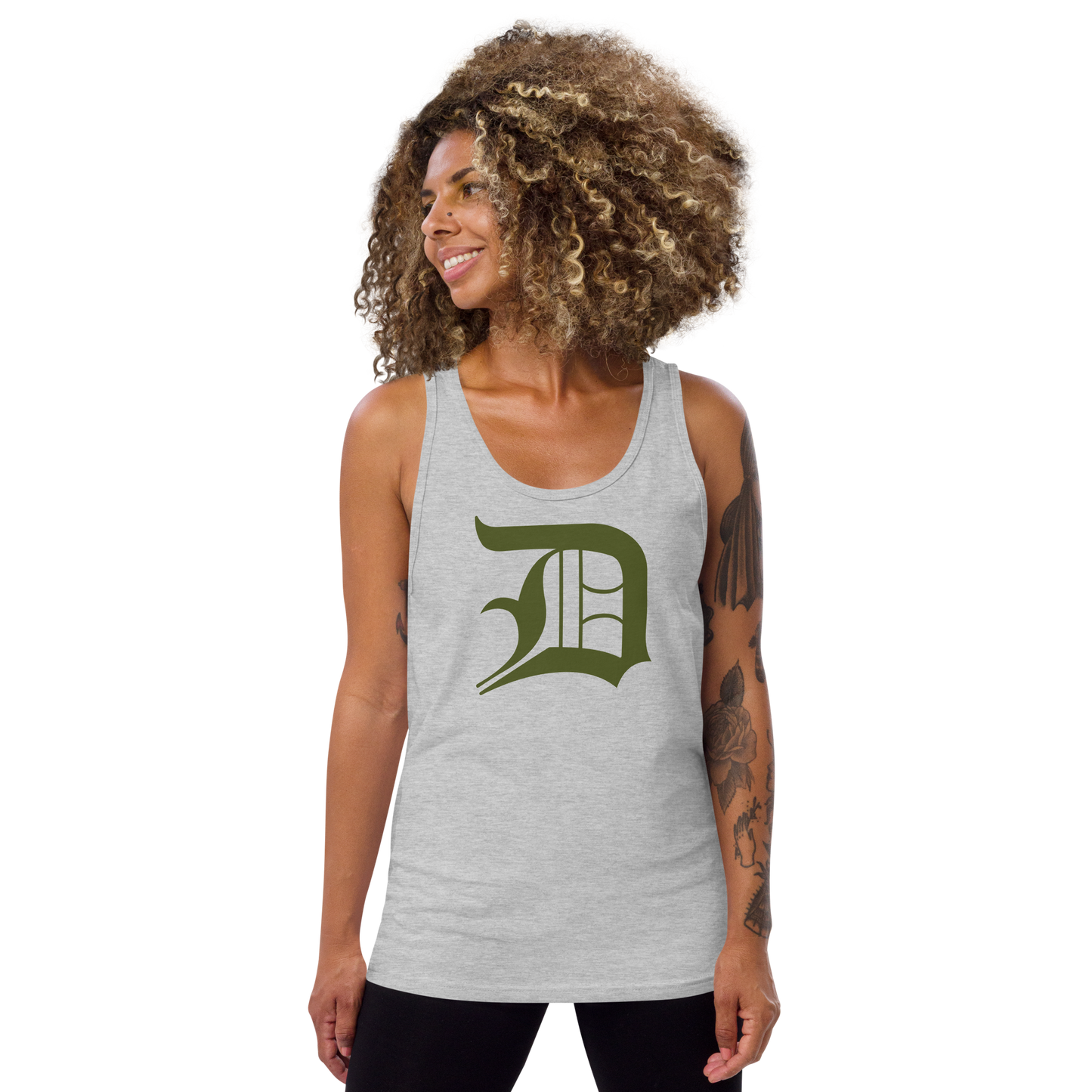 Detroit 'Old English D' Tank Top (Army Green) | Unisex Jersey