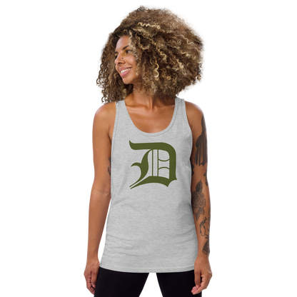 Detroit 'Old English D' Tank Top (Army Green) | Unisex Jersey