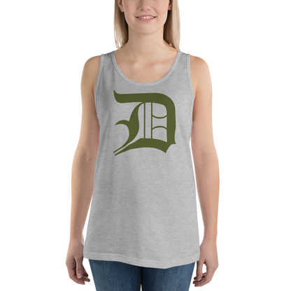 Detroit 'Old English D' Tank Top (Army Green) | Unisex Jersey