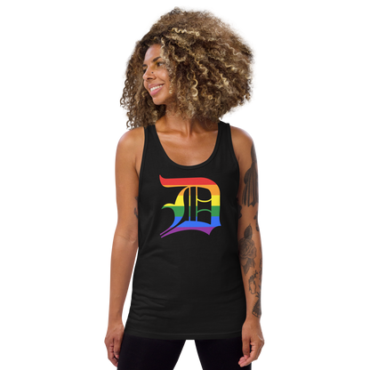 Detroit 'Old English D' Tank Top (Rainbow Pride Edition) | Unisex Jersey