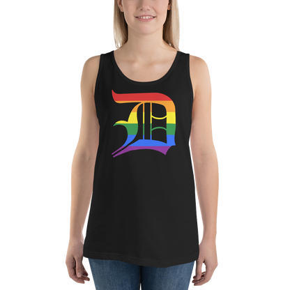 Detroit 'Old English D' Tank Top (Rainbow Pride Edition) | Unisex Jersey