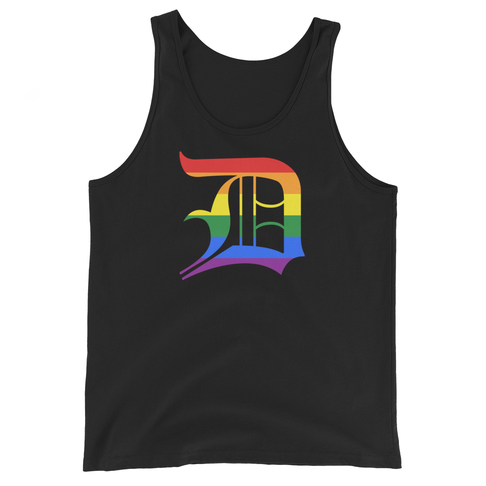 Detroit 'Old English D' Tank Top (Rainbow Pride Edition) | Unisex Jersey