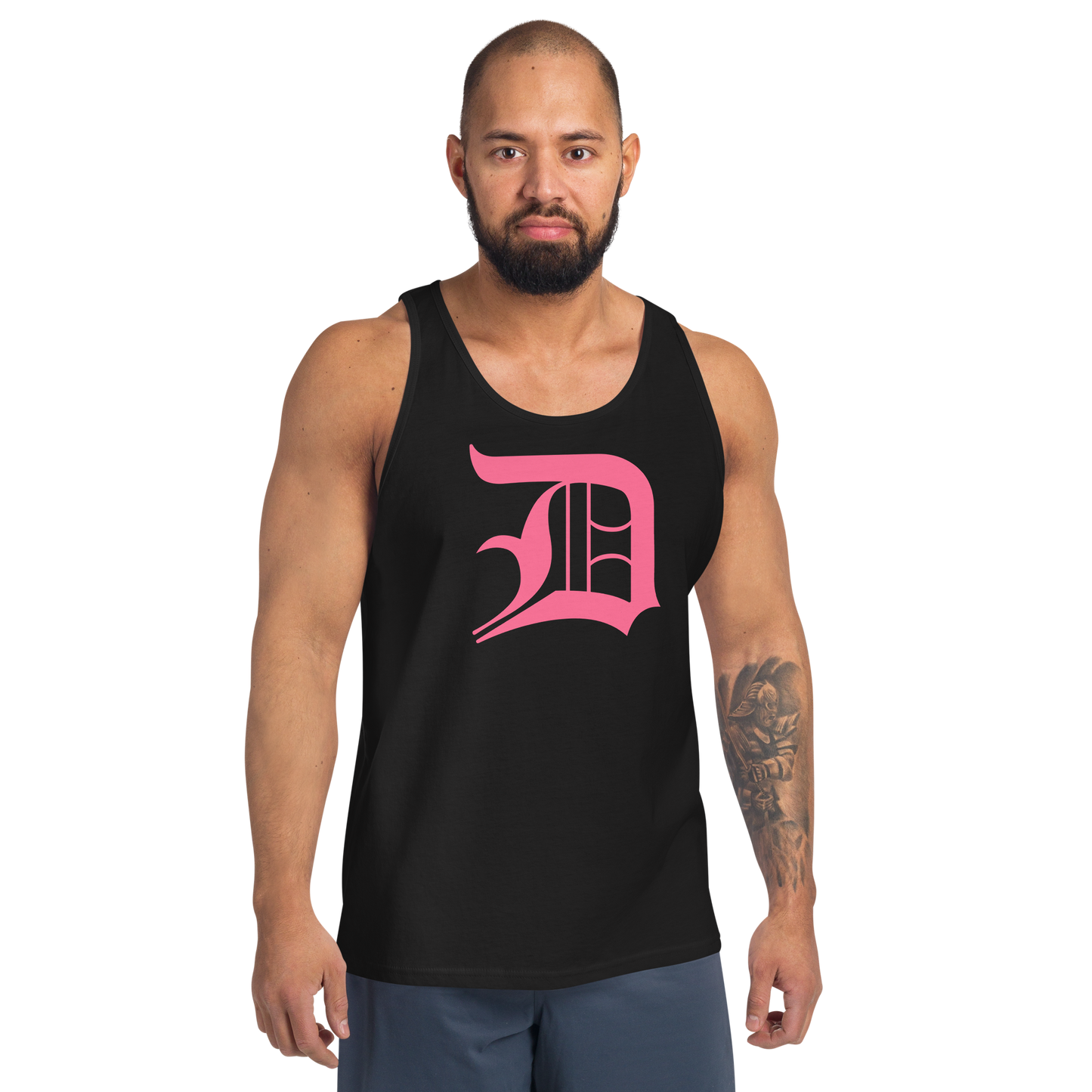 Detroit 'Old English D' Tank Top (Rhodochrosite Pink) | Unisex Jersey