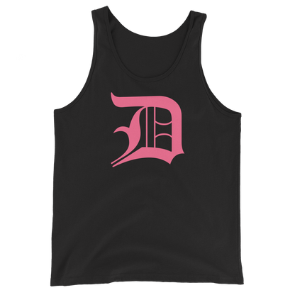 Detroit 'Old English D' Tank Top (Rhodochrosite Pink) | Unisex Jersey