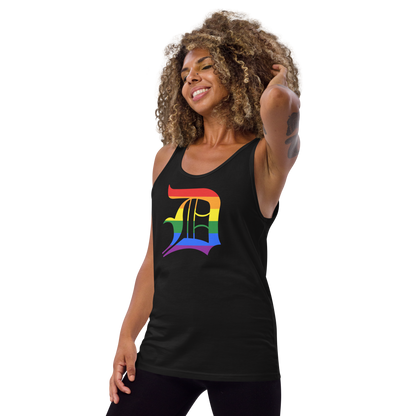 Detroit 'Old English D' Tank Top (Rainbow Pride Edition) | Unisex Jersey