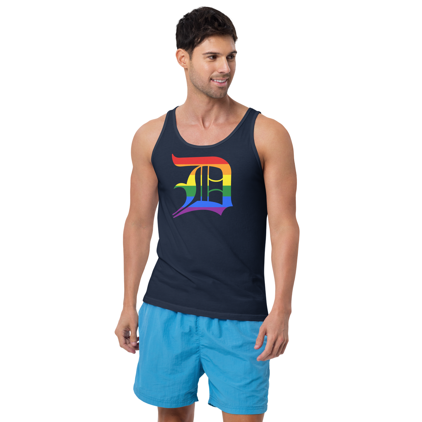 Detroit 'Old English D' Tank Top (Rainbow Pride Edition) | Unisex Jersey