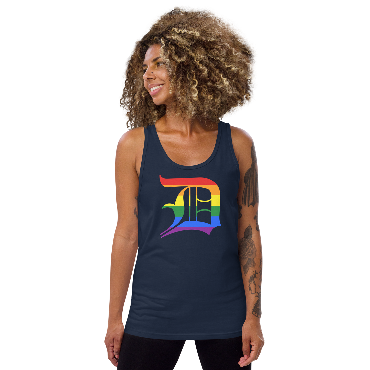 Detroit 'Old English D' Tank Top (Rainbow Pride Edition) | Unisex Jersey