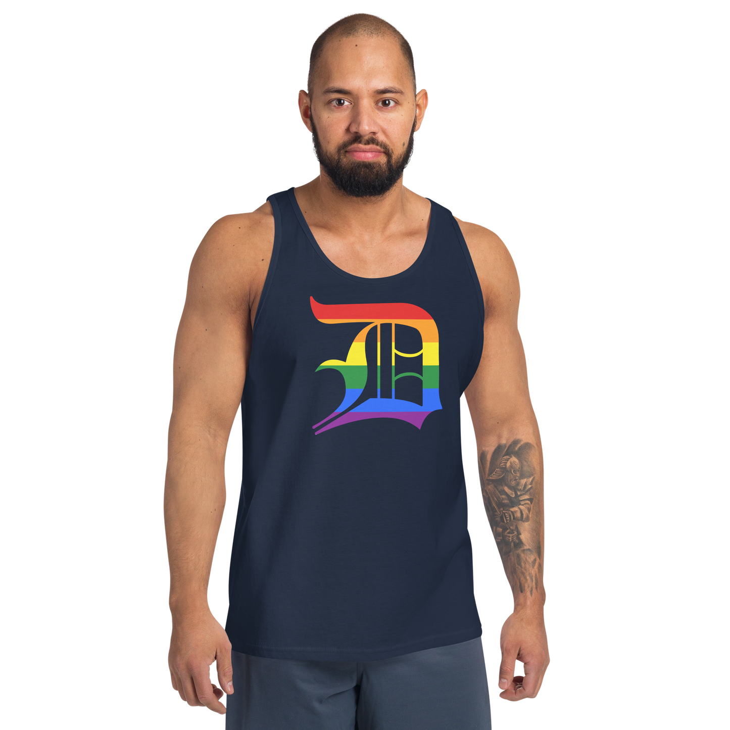 Detroit 'Old English D' Tank Top (Rainbow Pride Edition) | Unisex Jersey