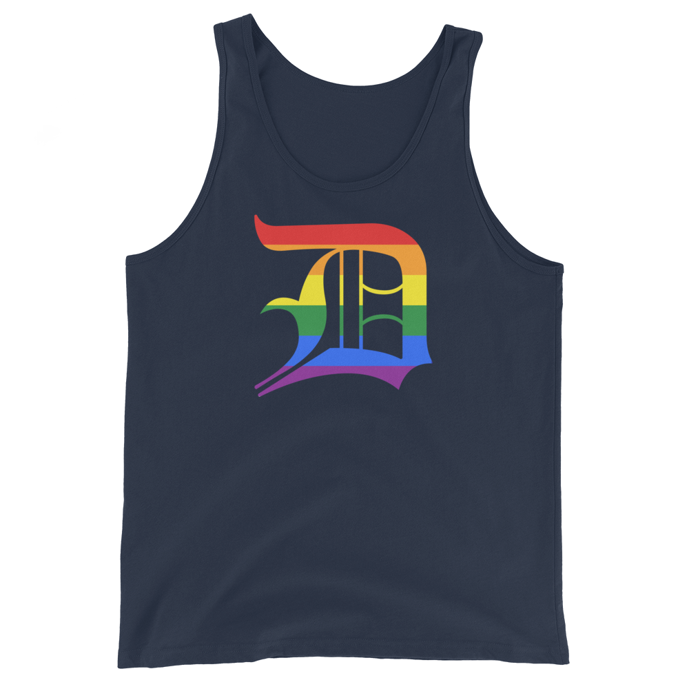 Detroit 'Old English D' Tank Top (Rainbow Pride Edition) | Unisex Jersey