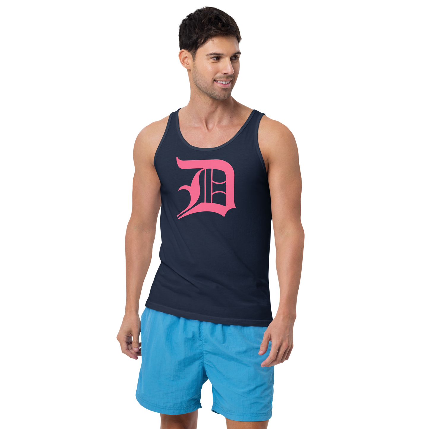 Detroit 'Old English D' Tank Top (Rhodochrosite Pink) | Unisex Jersey