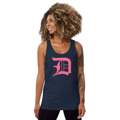 Detroit 'Old English D' Tank Top (Rhodochrosite Pink) | Unisex Jersey