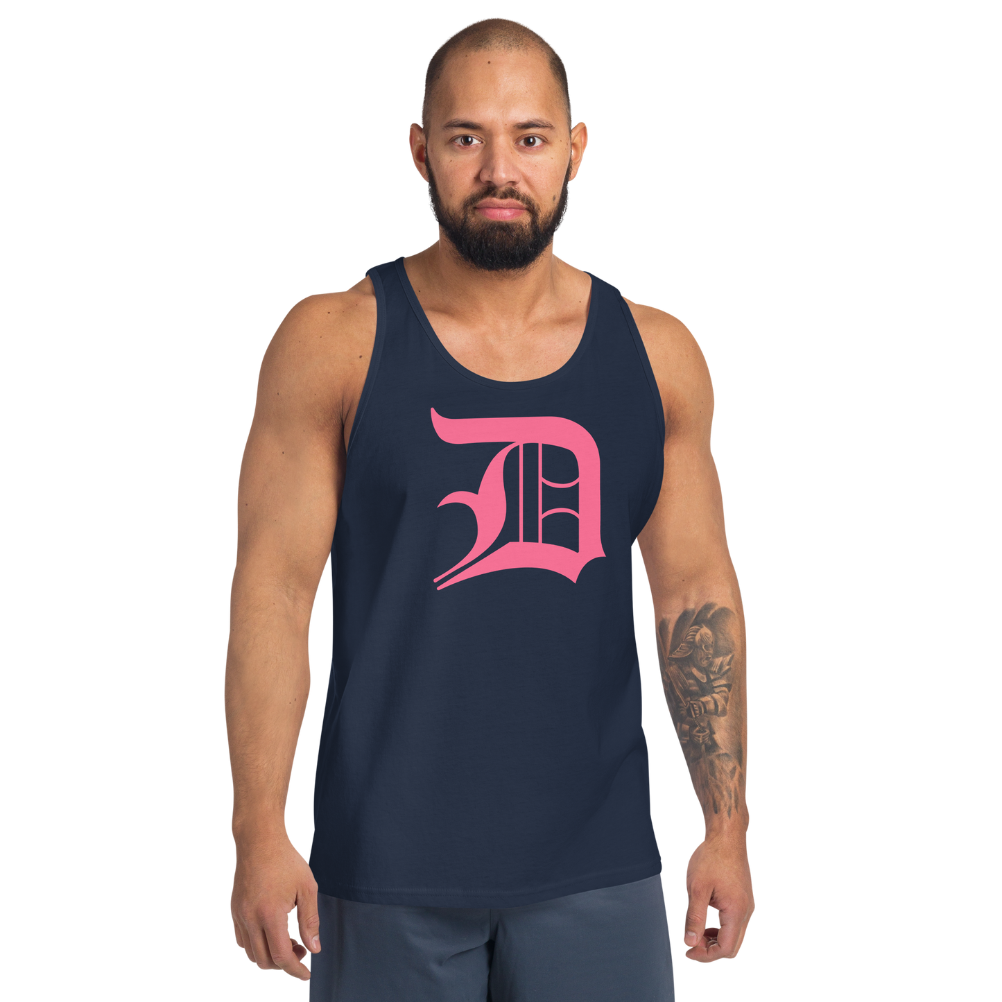 Detroit 'Old English D' Tank Top (Rhodochrosite Pink) | Unisex Jersey