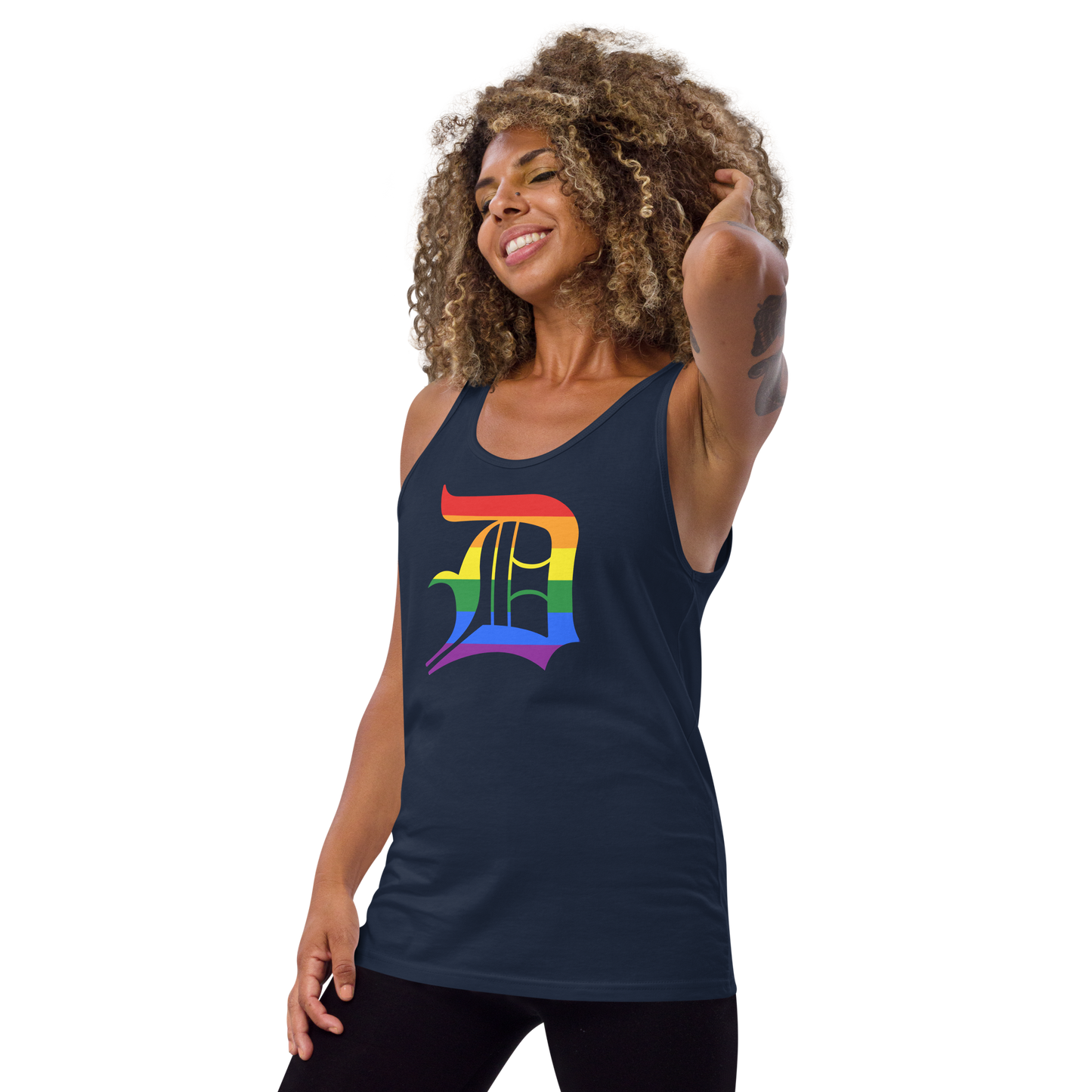 Detroit 'Old English D' Tank Top (Rainbow Pride Edition) | Unisex Jersey