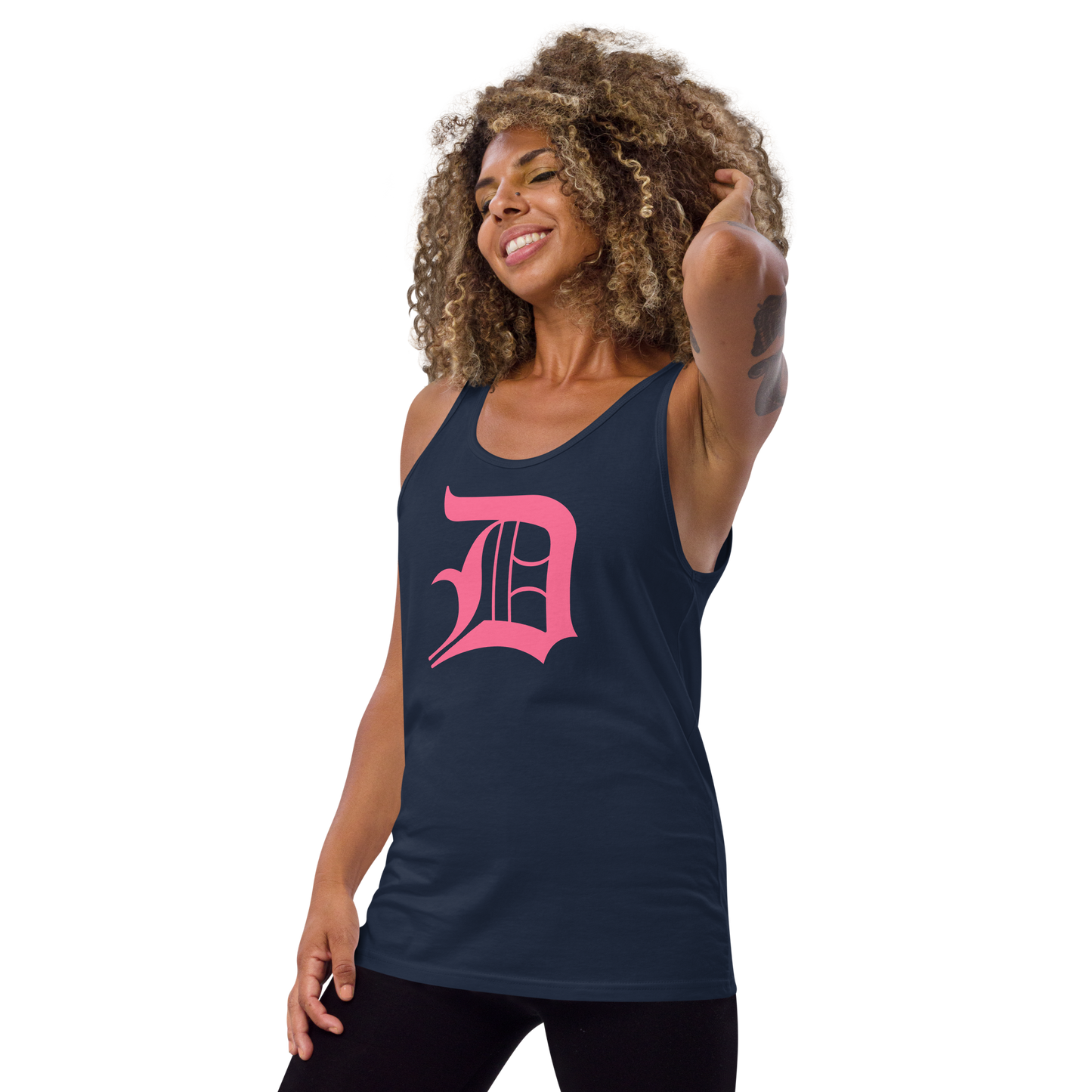 Detroit 'Old English D' Tank Top (Rhodochrosite Pink) | Unisex Jersey