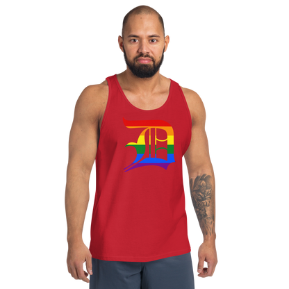 Detroit 'Old English D' Tank Top (Rainbow Pride Edition) | Unisex Jersey