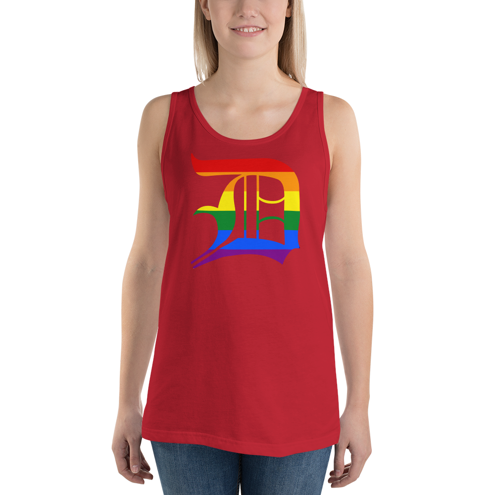 Detroit 'Old English D' Tank Top (Rainbow Pride Edition) | Unisex Jersey