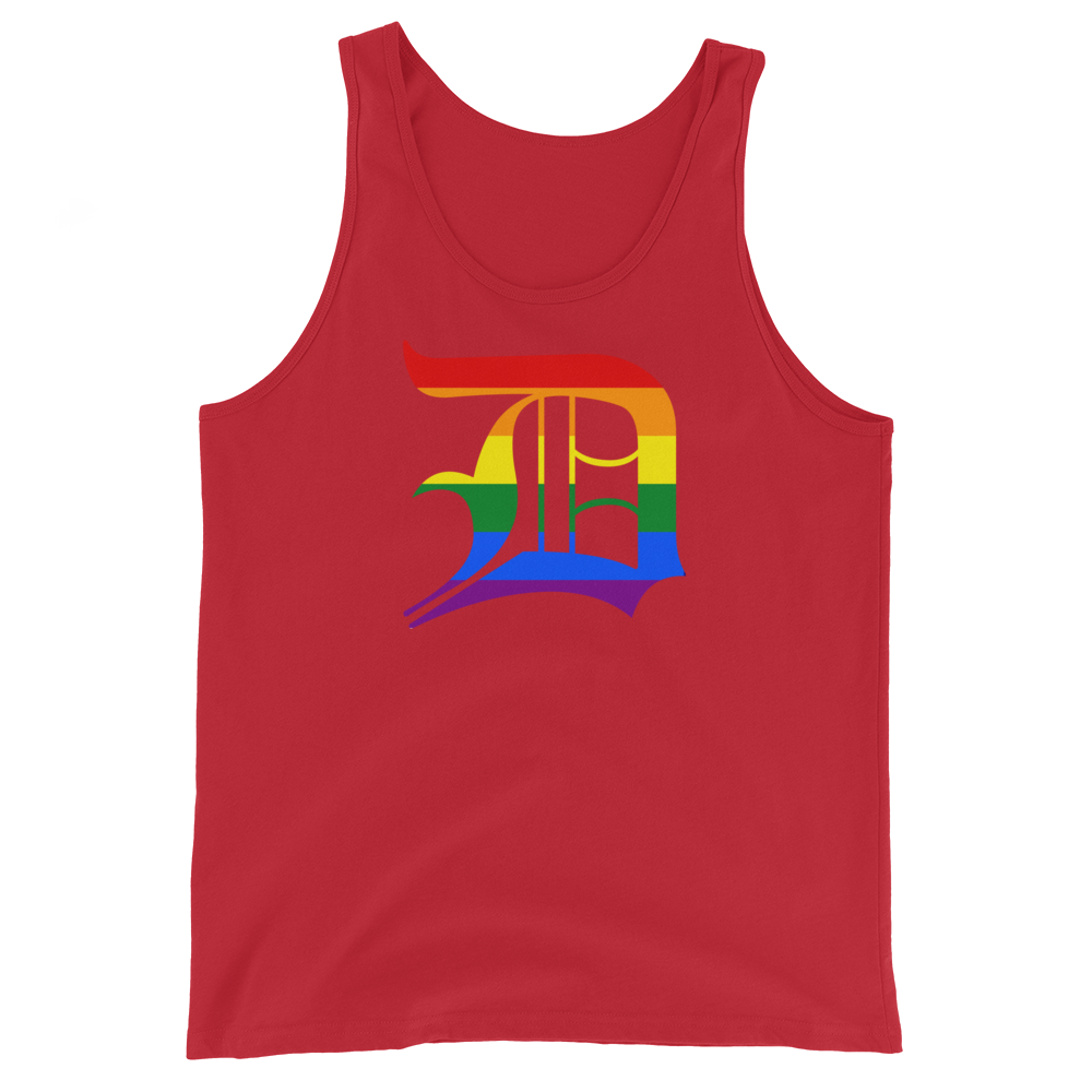 Detroit 'Old English D' Tank Top (Rainbow Pride Edition) | Unisex Jersey