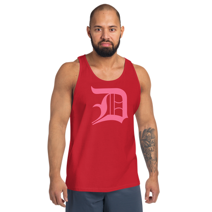 Detroit 'Old English D' Tank Top (Rhodochrosite Pink) | Unisex Jersey