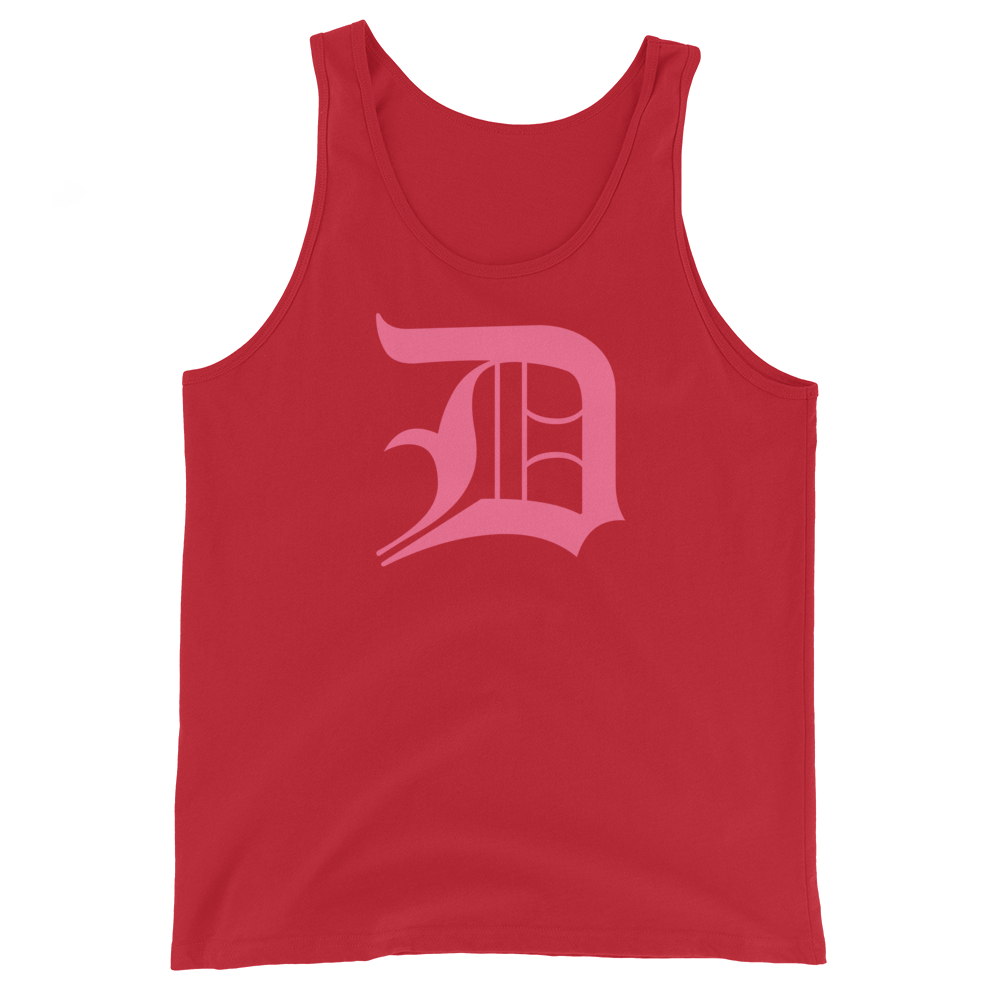 Detroit 'Old English D' Tank Top (Rhodochrosite Pink) | Unisex Jersey