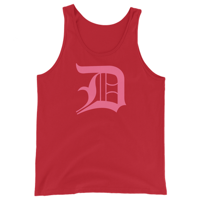 Detroit 'Old English D' Tank Top (Rhodochrosite Pink) | Unisex Jersey